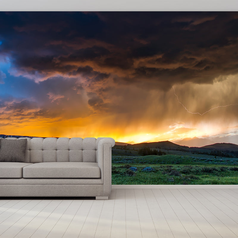 Sunset Photography Pattern Mildew Wall Mural Horizontalt for Living Room