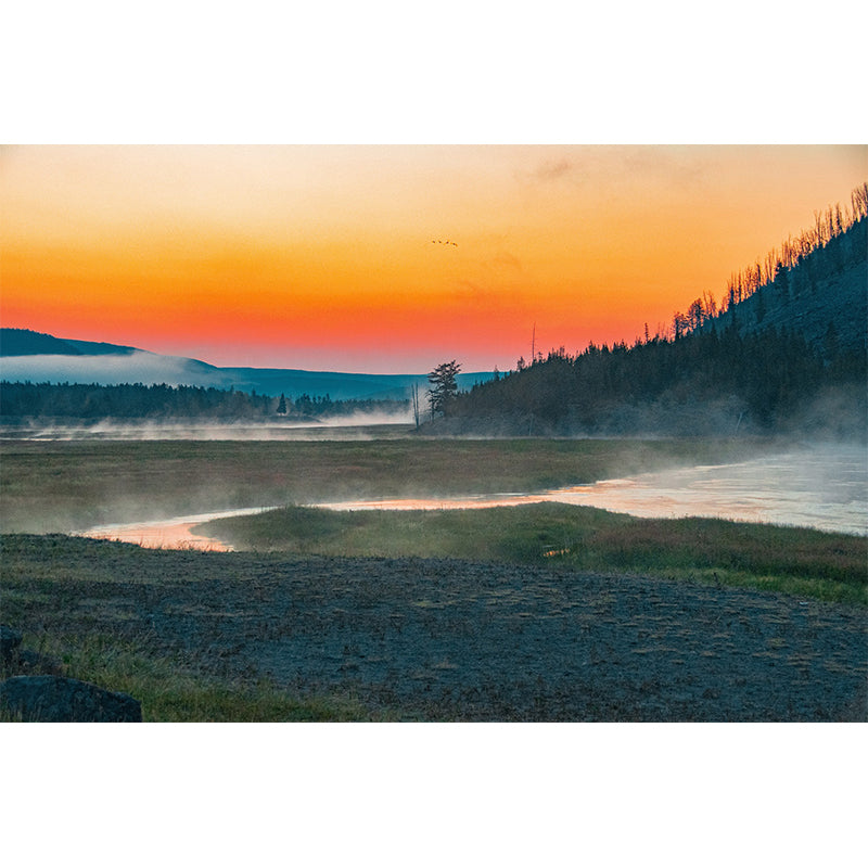 Sunset Photography Pattern Mildew Wall Mural Horizontalt for Living Room