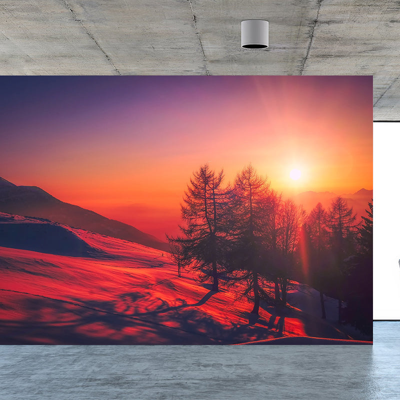 Evening Glow Photography Pattern Mildew Wall Mural Horizontalt for Living Room