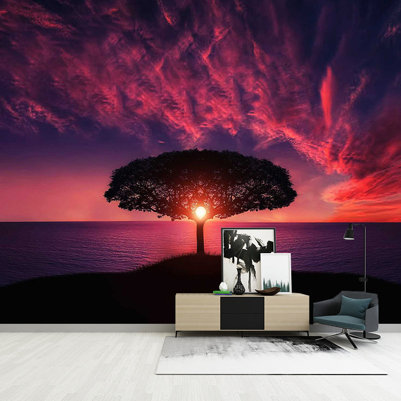 Evening Glow Photography Pattern Mildew Wall Mural Horizontalt for Living Room
