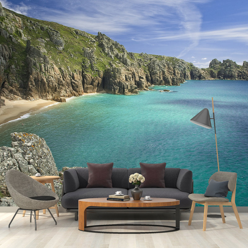 Sea Photography Pattern Mildew Wall Mural Horizontalt for Living Room