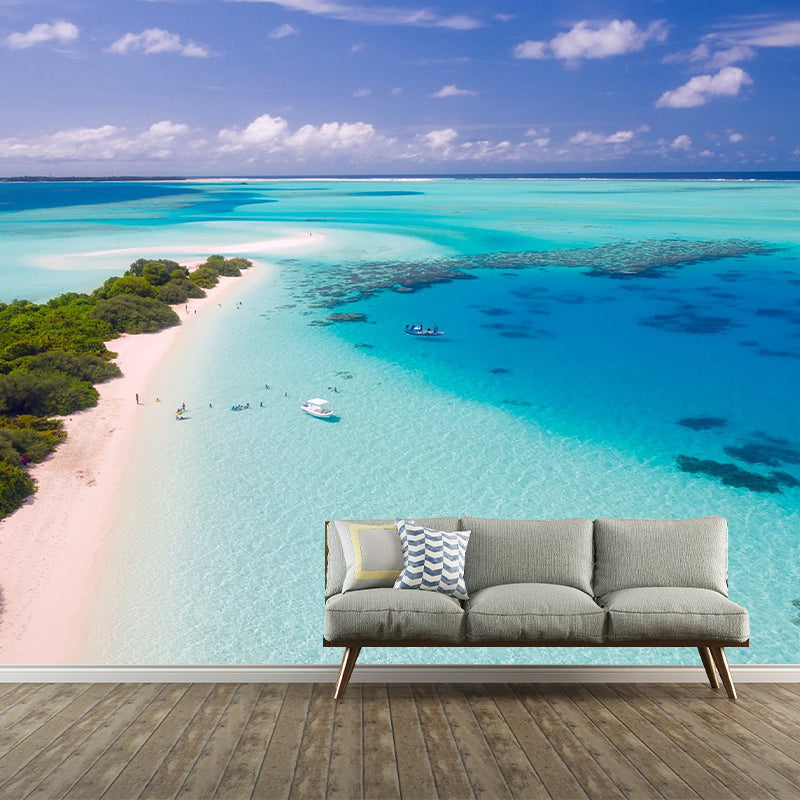 Sea Photography Pattern Mildew Wall Mural Horizontalt for Living Room