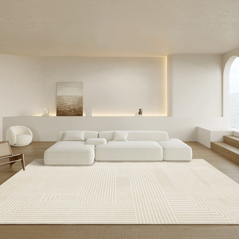 Simple Striped Rug Polyester Indoor Rug Non-slip Area Carpet for Living Room and Bedroom