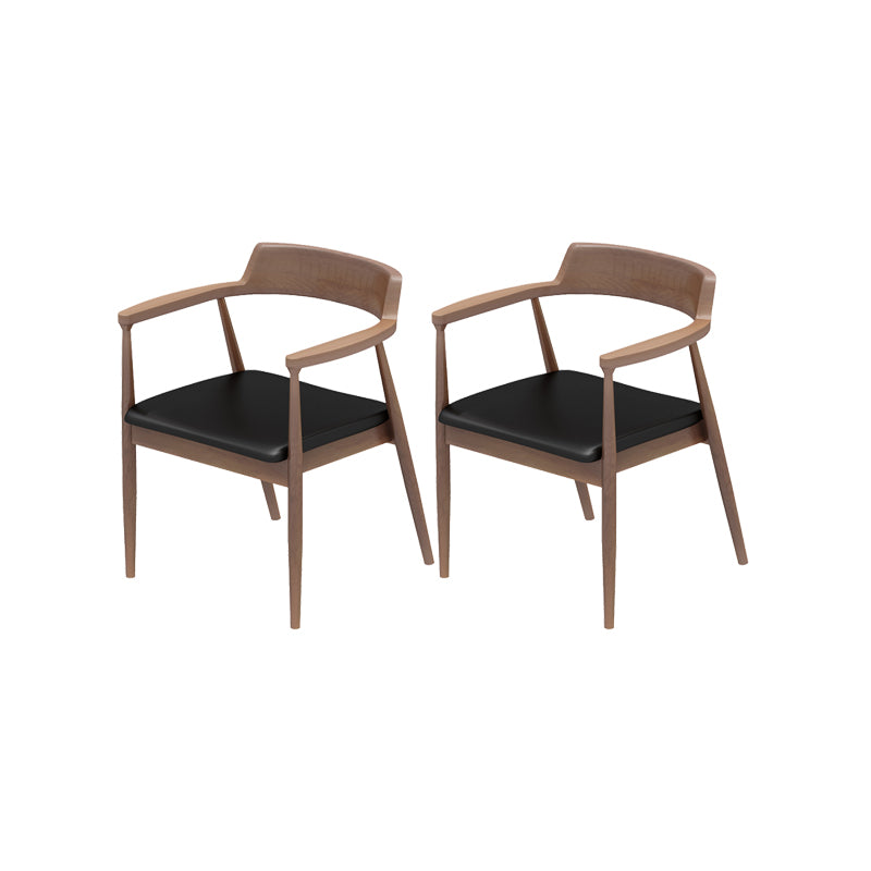 Contemporary Arm Dining Chairs Upholstered Dining Chairs with Wood Base