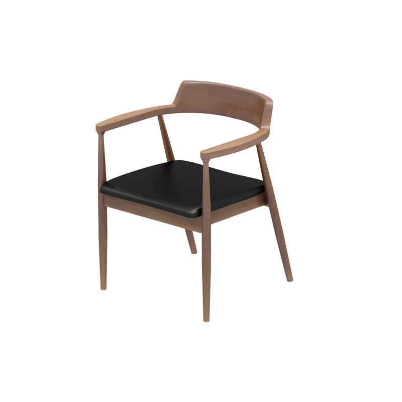 Contemporary Arm Dining Chairs Upholstered Dining Chairs with Wood Base
