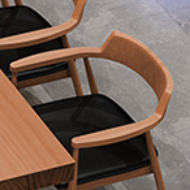 Contemporary Arm Dining Chairs Upholstered Dining Chairs with Wood Base