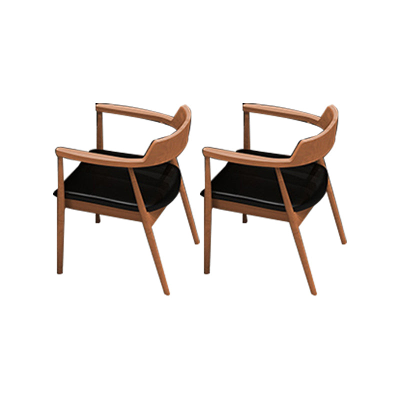 Contemporary Arm Dining Chairs Upholstered Dining Chairs with Wood Base