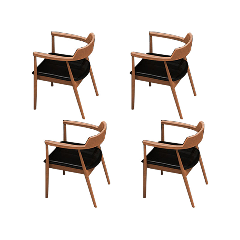 Contemporary Arm Dining Chairs Upholstered Dining Chairs with Wood Base