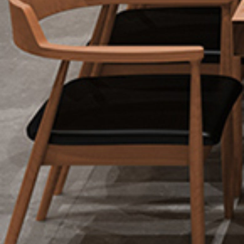 Contemporary Arm Dining Chairs Upholstered Dining Chairs with Wood Base