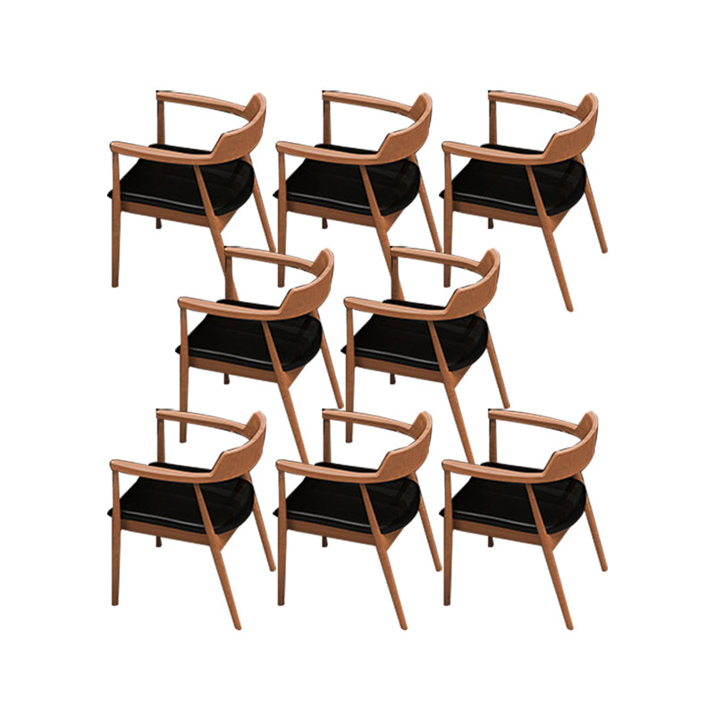 Contemporary Arm Dining Chairs Upholstered Dining Chairs with Wood Base