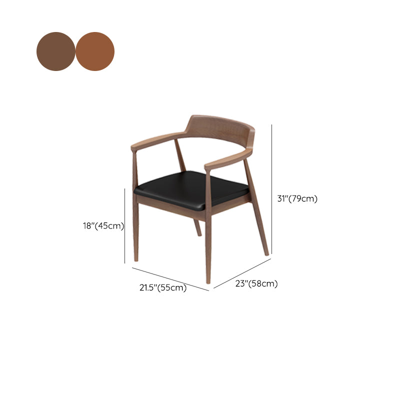 Contemporary Arm Dining Chairs Upholstered Dining Chairs with Wood Base