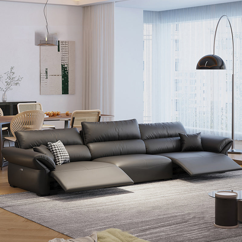 Scratch Resistant Power - Push Button Pillow Top Arm Genuine Leather Sofa