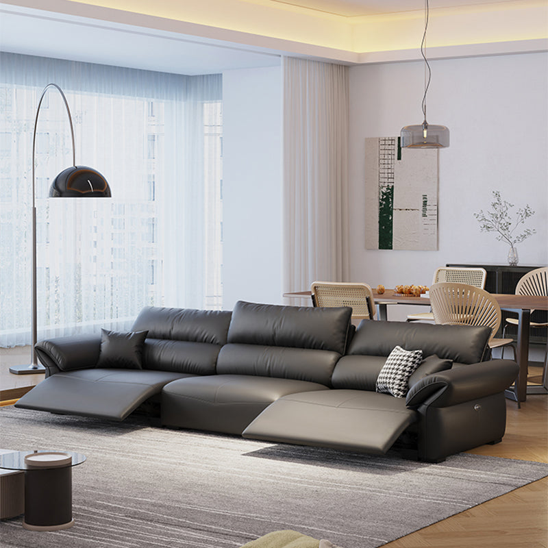 Scratch Resistant Power - Push Button Pillow Top Arm Genuine Leather Sofa
