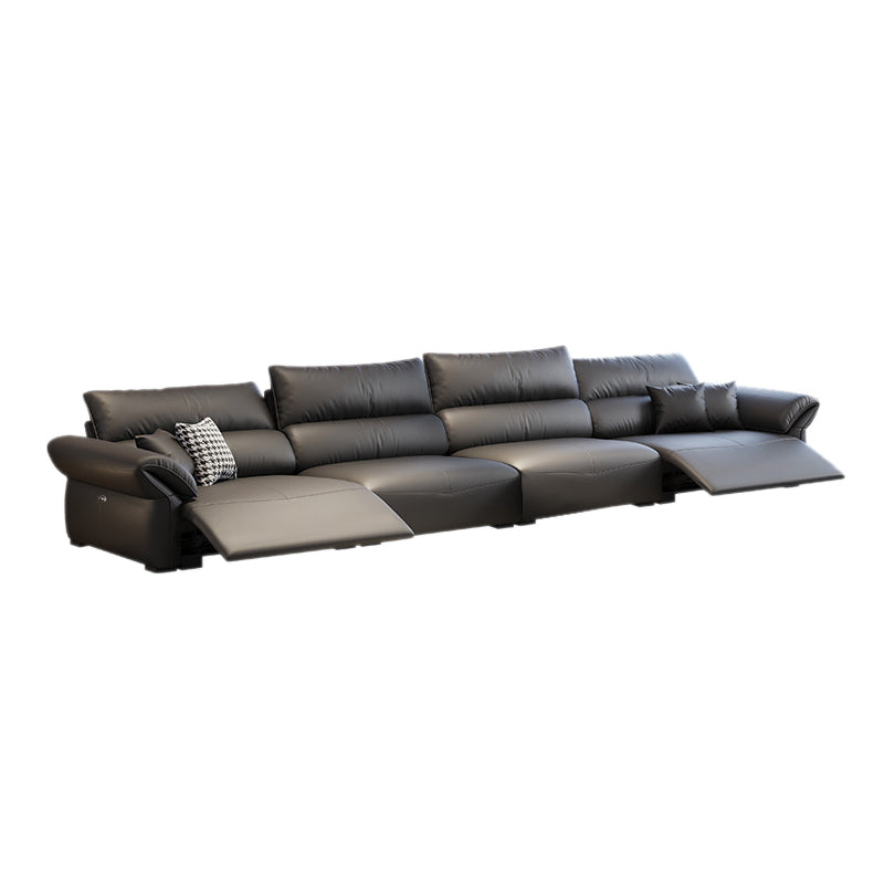 Scratch Resistant Power - Push Button Pillow Top Arm Genuine Leather Sofa