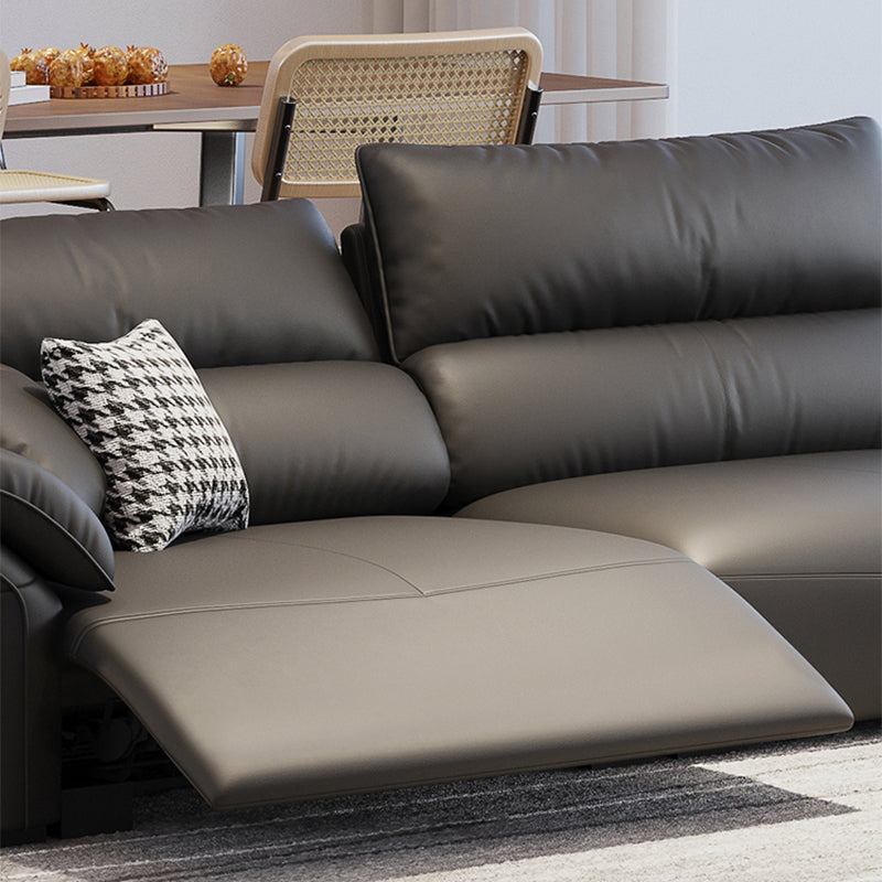 Scratch Resistant Power - Push Button Pillow Top Arm Genuine Leather Sofa