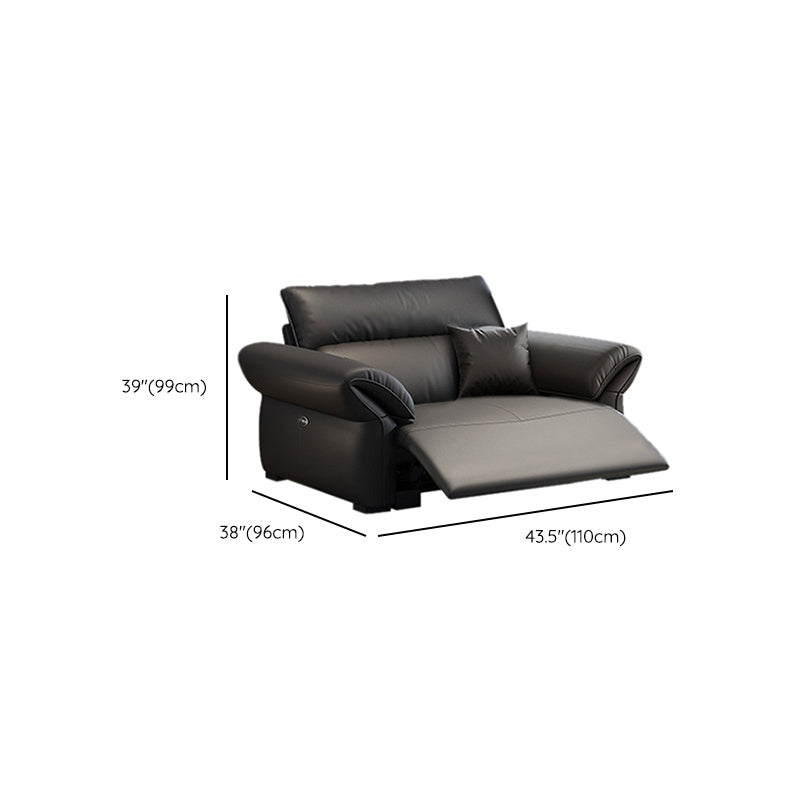 Scratch Resistant Power - Push Button Pillow Top Arm Genuine Leather Sofa