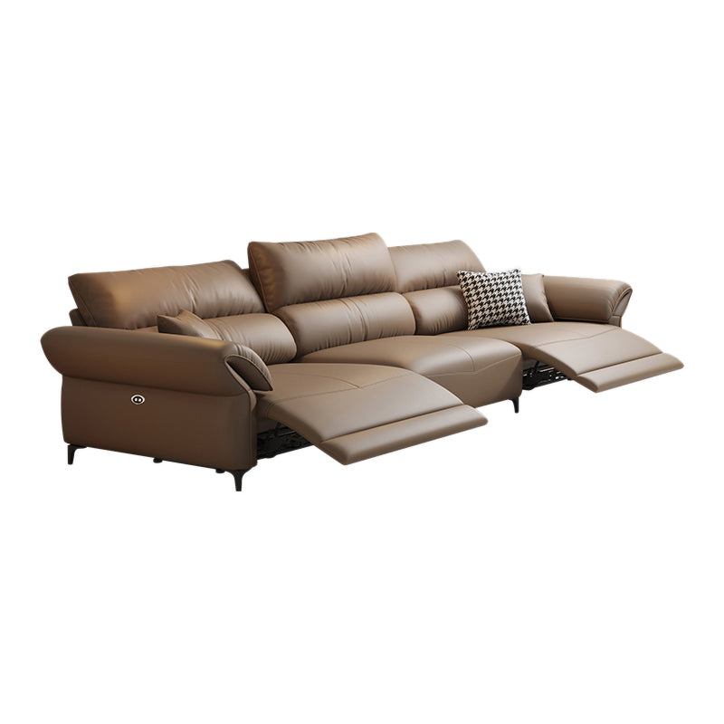 Pillow Top Arm Power - Push Button Scratch Resistant Genuine Leather Sofa