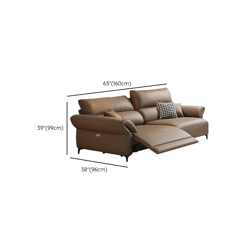 Pillow Top Arm Power - Push Button Scratch Resistant Genuine Leather Sofa