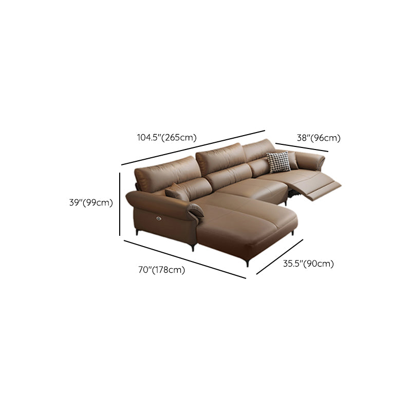 Pillow Top Arm Power - Push Button Scratch Resistant Genuine Leather Sofa
