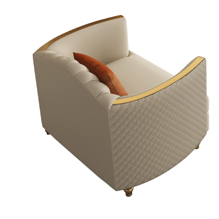 Glam Solid Wood Genuine Leather Tufted Split-Back Sofa for Living Room