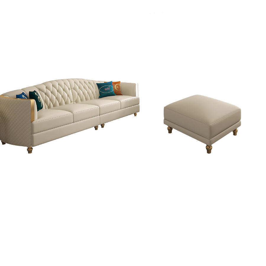 Glam Solid Wood Genuine Leather Tufted Split-Back Sofa for Living Room