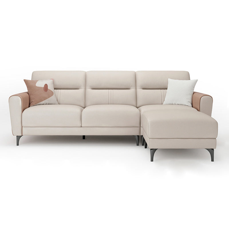 Square Arm Sofa in Solid Wood with Sewn Pillow Back Faux Leather