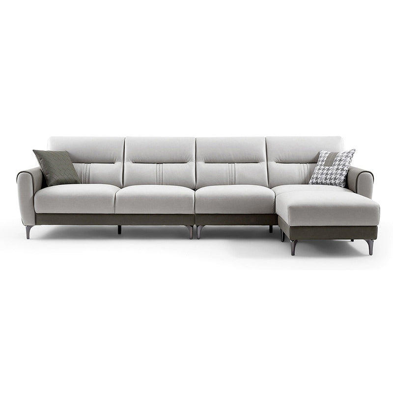 Square Arm Sofa in Solid Wood with Sewn Pillow Back Faux Leather