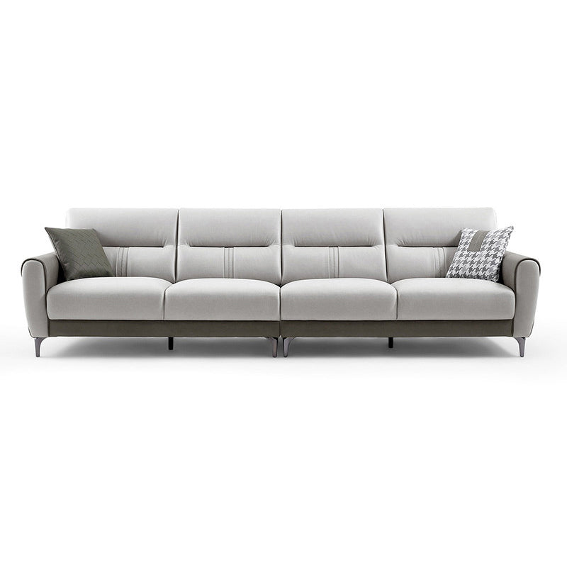 Square Arm Sofa in Solid Wood with Sewn Pillow Back Faux Leather