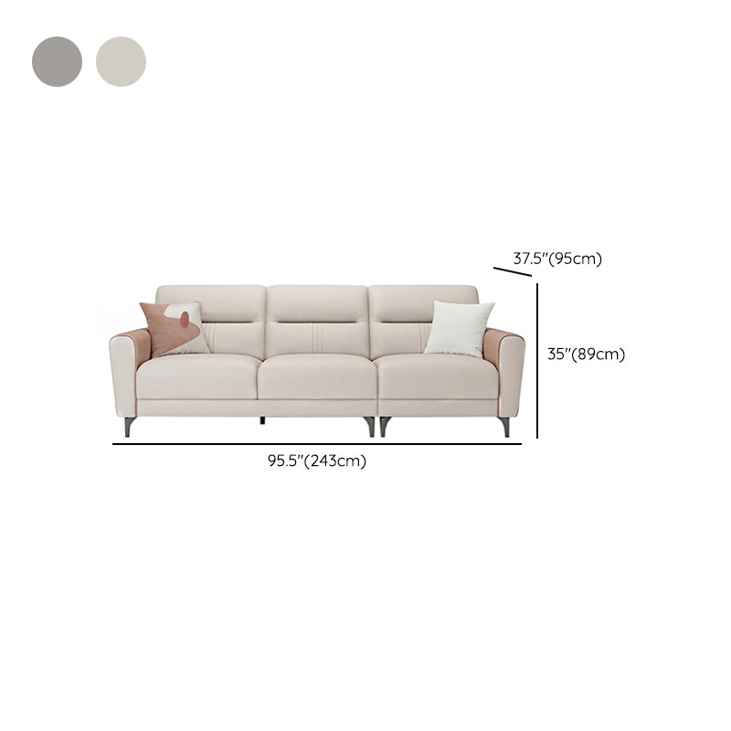 Square Arm Sofa in Solid Wood with Sewn Pillow Back Faux Leather
