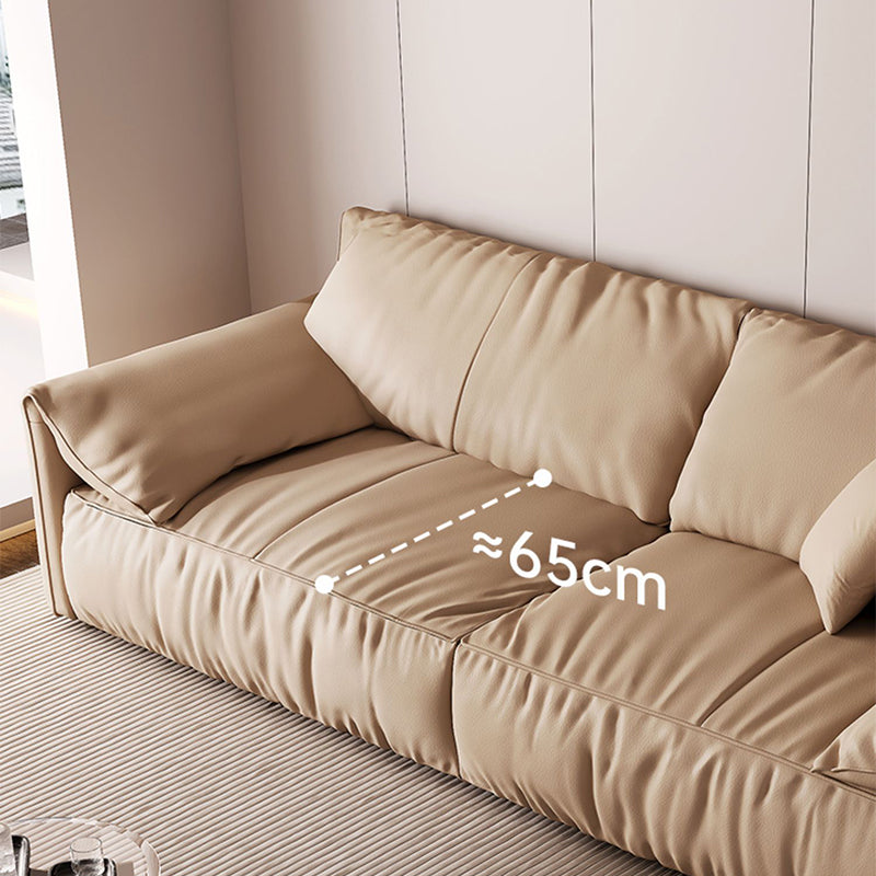 Genuine Leather 2-seater Solid Color Tight Seat Pillow Top Arm Sofa
