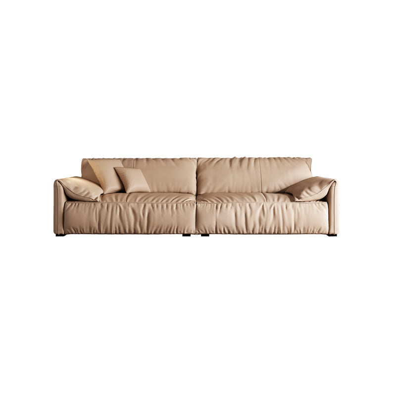 Genuine Leather 2-seater Solid Color Tight Seat Pillow Top Arm Sofa