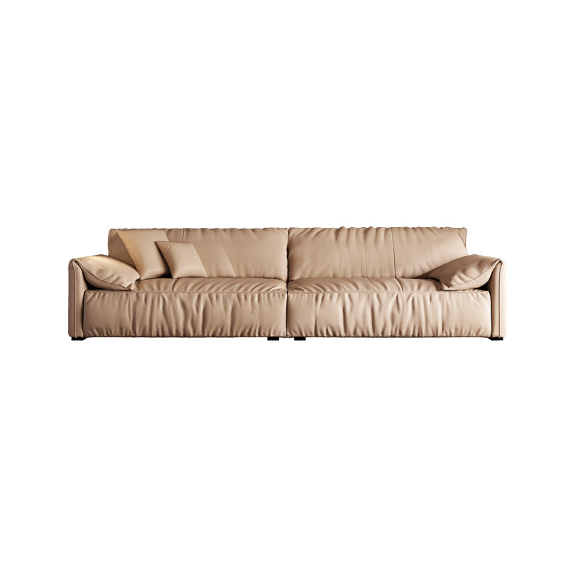 Genuine Leather 2-seater Solid Color Tight Seat Pillow Top Arm Sofa