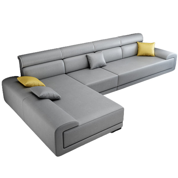 4-seat Contemporary Fabric/Faux Leather Pillow Top Arm Sofa for Living Room