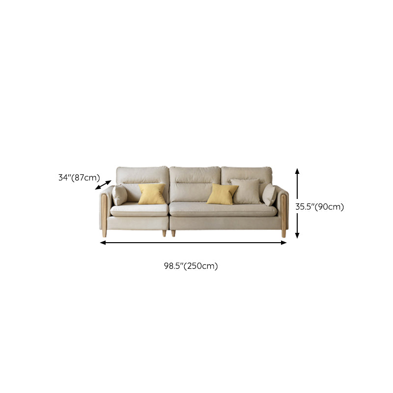 Solid Wood Square Arm Contemporary Fabric Sofa for Living Room