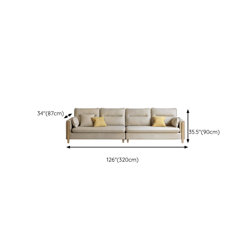 Solid Wood Square Arm Contemporary Fabric Sofa for Living Room