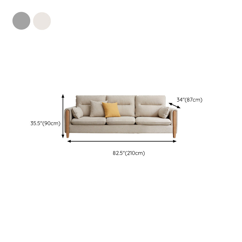 Solid Wood Square Arm Contemporary Fabric Sofa for Living Room