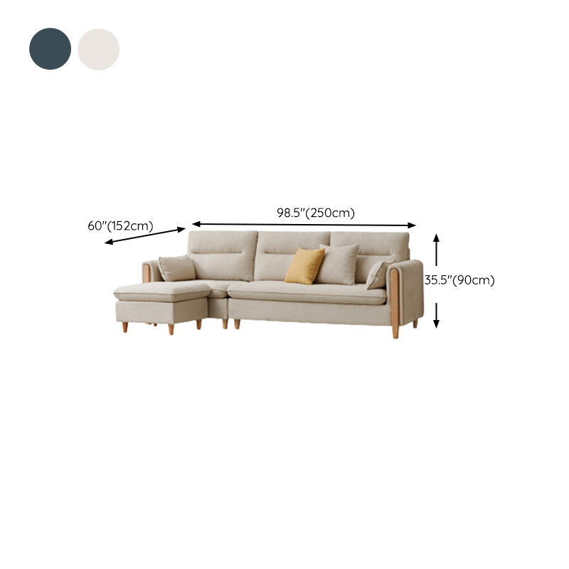 Solid Wood Square Arm Contemporary Fabric Sofa for Living Room