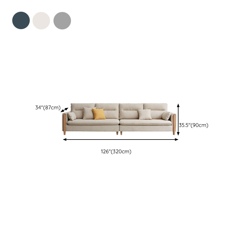 Solid Wood Square Arm Contemporary Fabric Sofa for Living Room