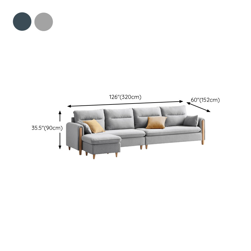 Solid Wood Square Arm Contemporary Fabric Sofa for Living Room