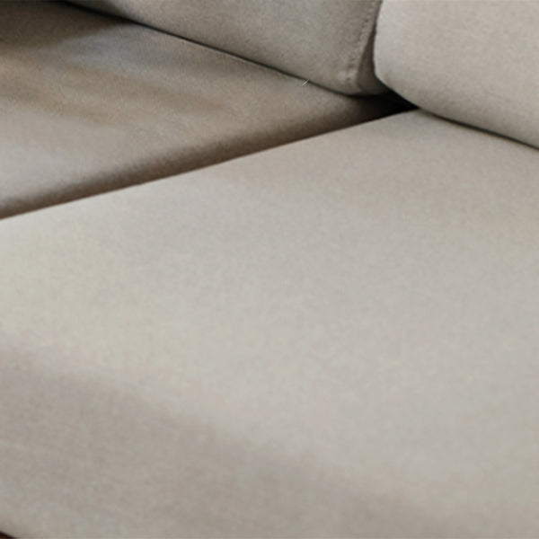 Farmhouse Square Arm Fabric Solid Wood Sofa in Brown for Living Room