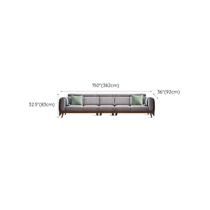 Farmhouse Square Arm Fabric Solid Wood Sofa in Brown for Living Room