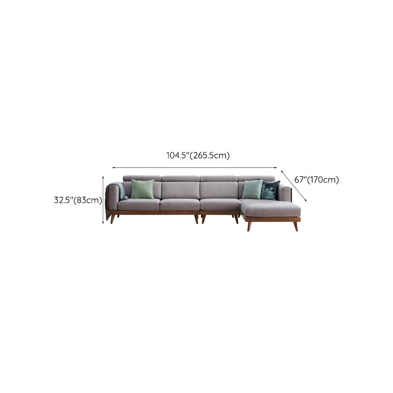 Farmhouse Square Arm Fabric Solid Wood Sofa in Brown for Living Room