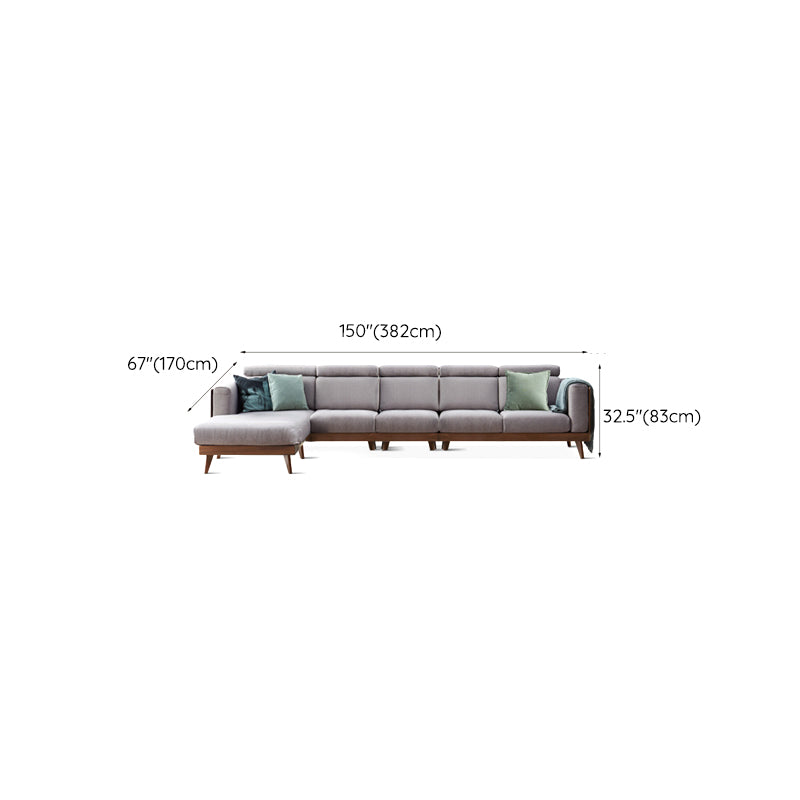 Farmhouse Square Arm Fabric Solid Wood Sofa in Brown for Living Room
