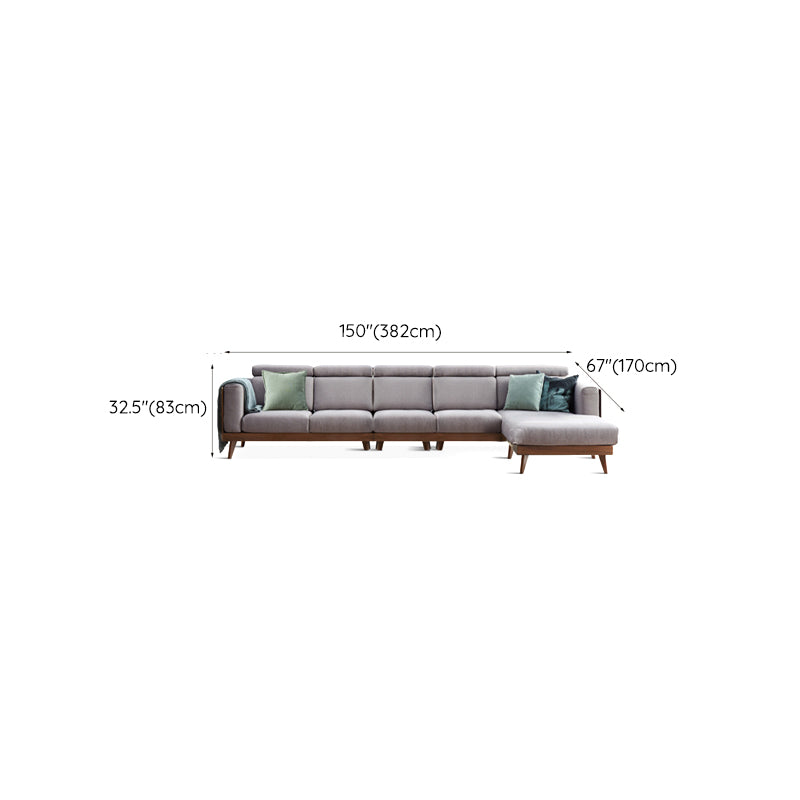 Farmhouse Square Arm Fabric Solid Wood Sofa in Brown for Living Room