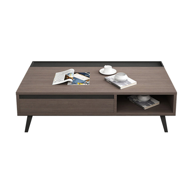 Modern 4 Legs Rectangle Cocktail Table in Wood with a Drawers