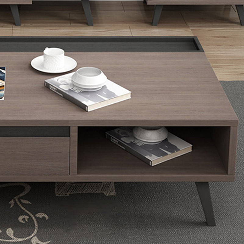 Modern 4 Legs Rectangle Cocktail Table in Wood with a Drawers