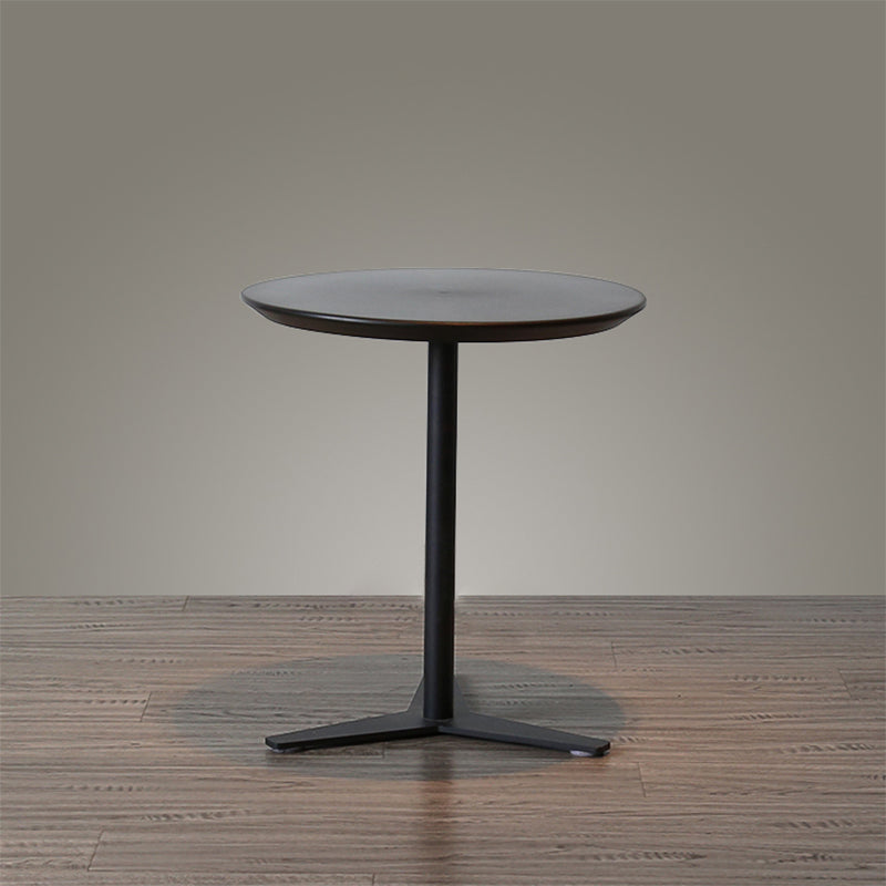 Contemporary Style  Round Wooden Coffee Table Iron Pedestal Base