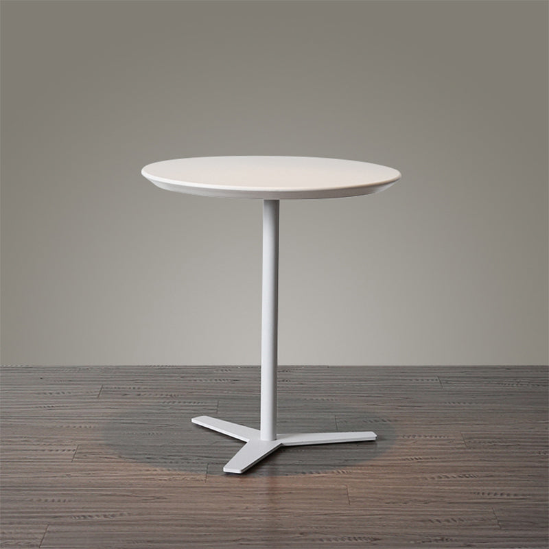 Contemporary Style  Round Wooden Coffee Table Iron Pedestal Base