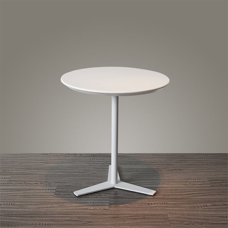 Contemporary Style  Round Wooden Coffee Table Iron Pedestal Base