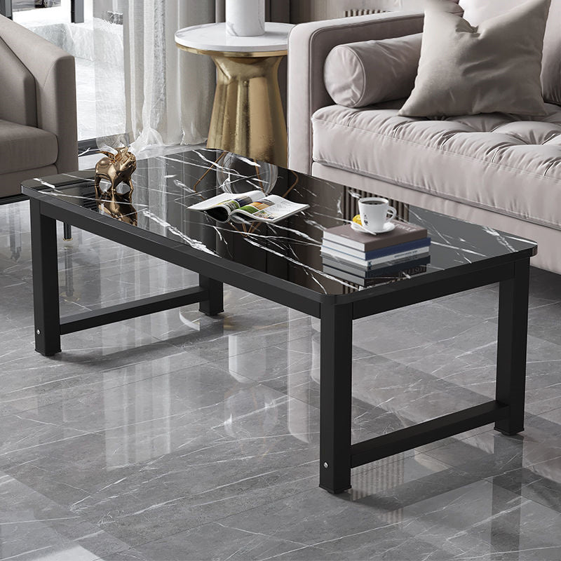 Rectangle Wooden Top Coffee Table with Metal Four legs Modern Style